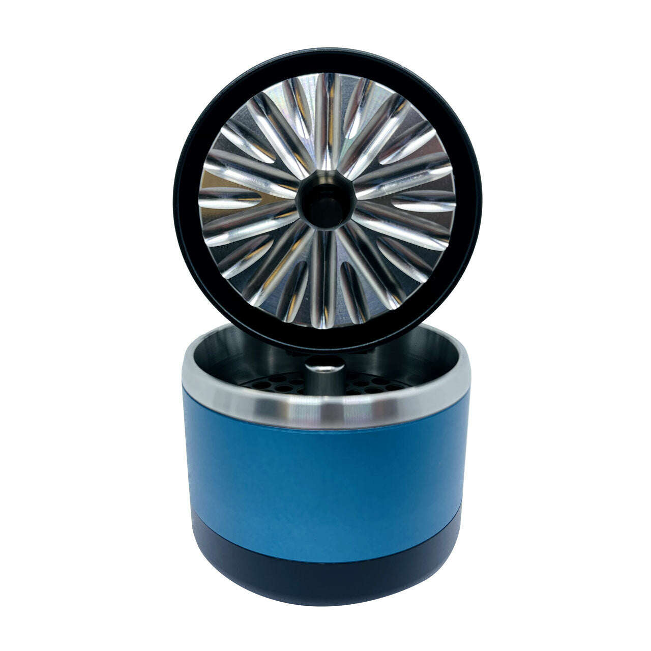 flower mill premium 3 piece toothless grinder blue