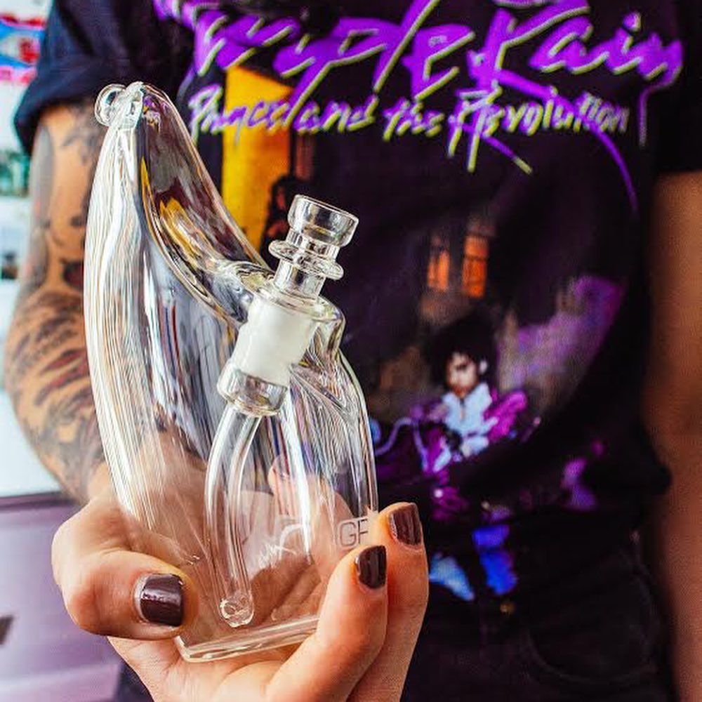 grav rain glass bubbler water pipe bong purple