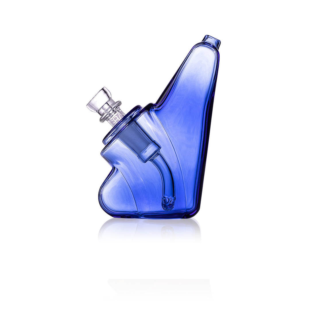 grav wedge glass bubbler water pipe cobalt blue