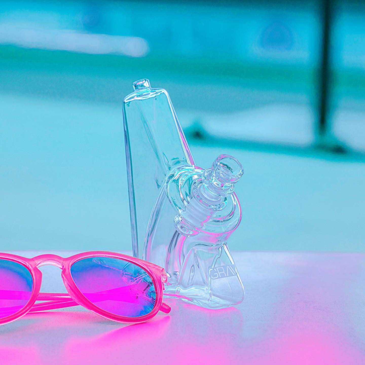 grav wedge mini glass bubbler water pipe pink