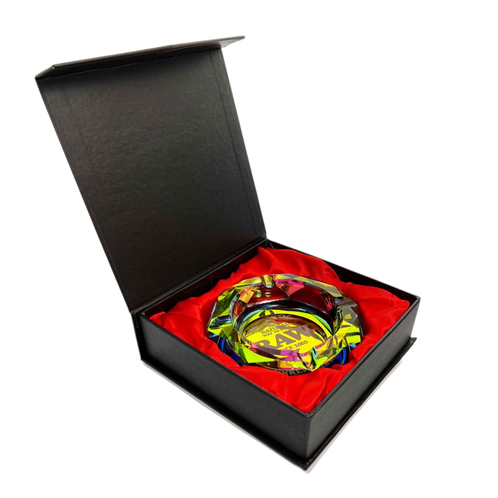 raw prism glass ashtray rainbow box