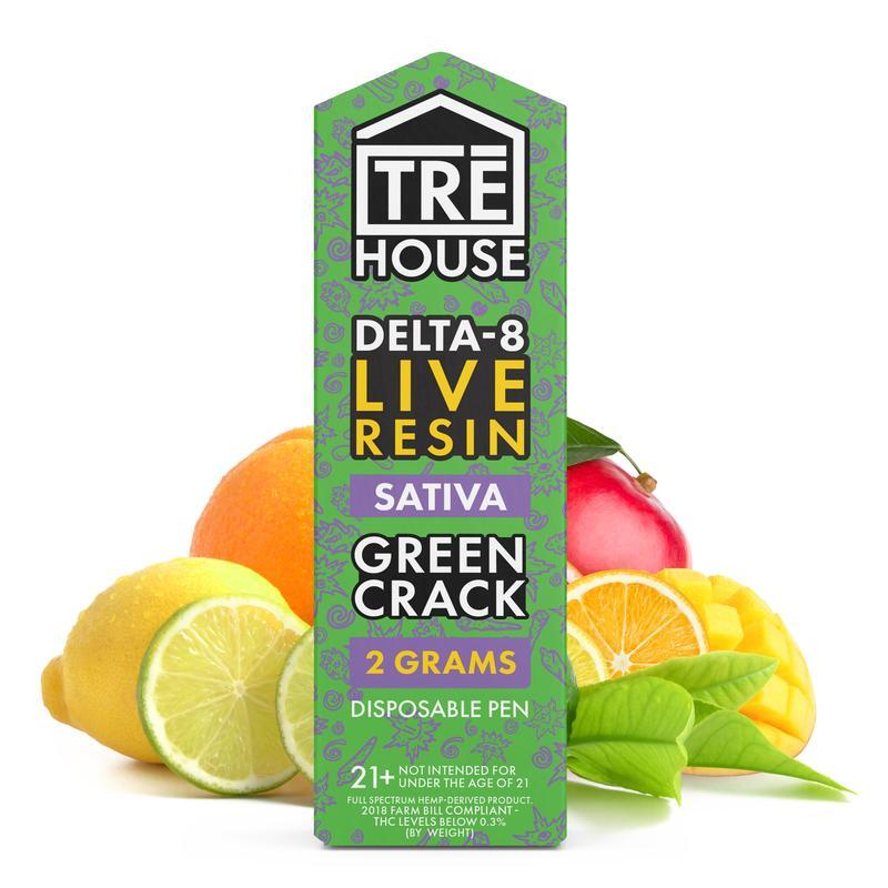 TRE House Delta-8 Live Resin 2g Disposable Vape Pen | Green Crack (Sativa)