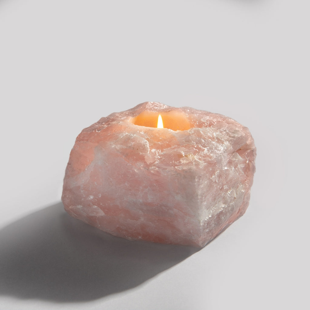 Rose Quartz Crystal Candle Holder