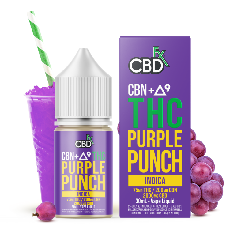 CBDfx Delta-9 THC + CBD Vape Juice: Purple Punch (Indica)