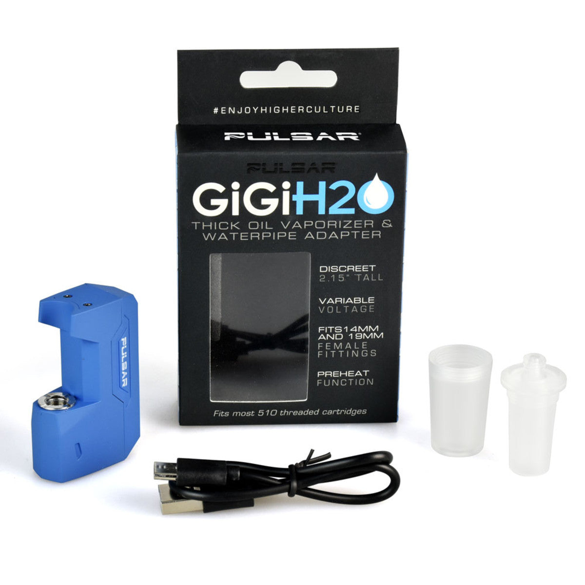 pulsar gigi h2o 510 battery water pipe attachment blue box