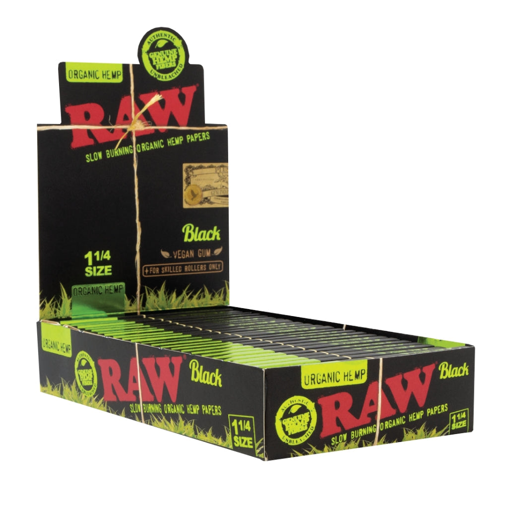 RAW Black Organic Hemp Rolling Papers Box 1 1/4