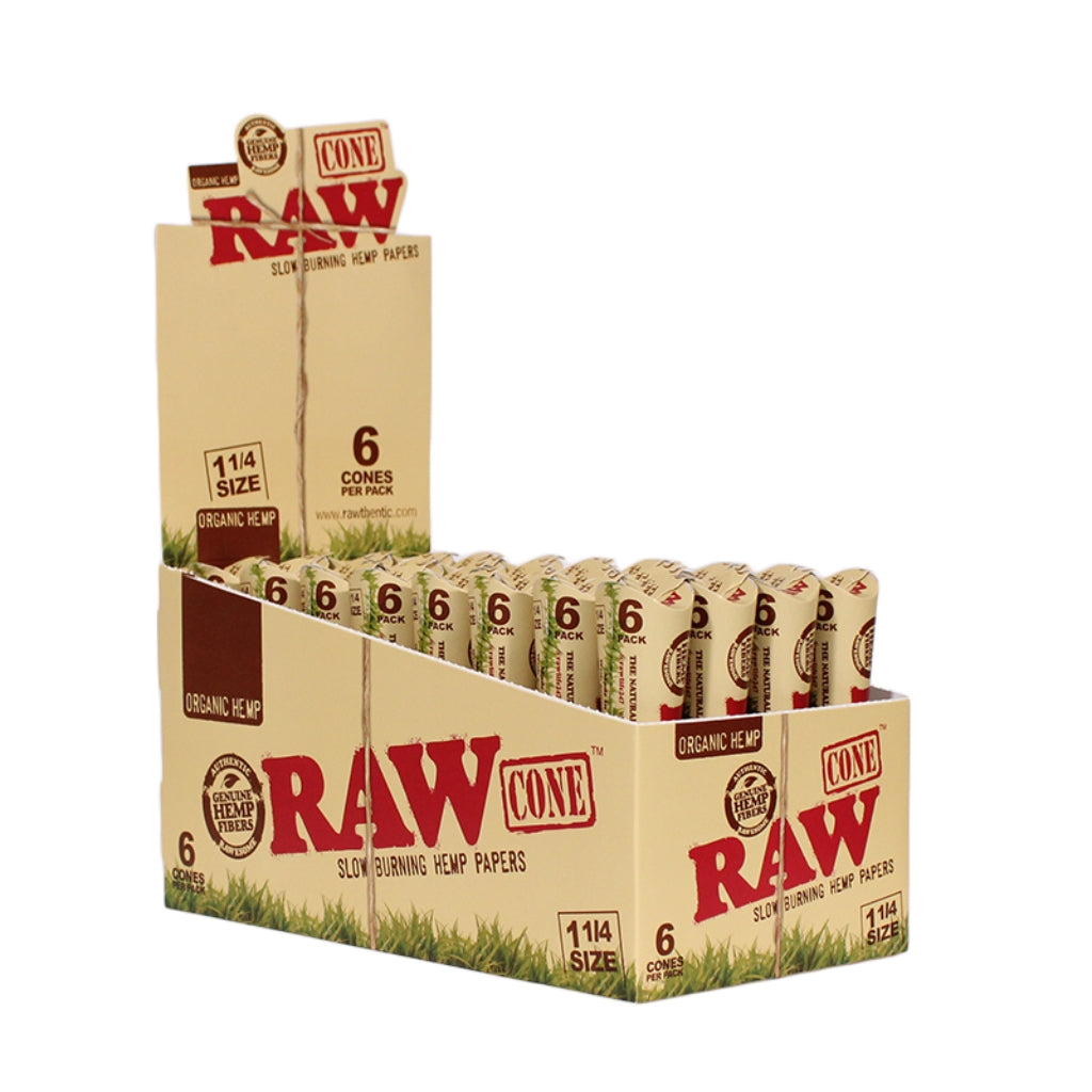 RAW Organic Hemp Cones 6ct Display Box