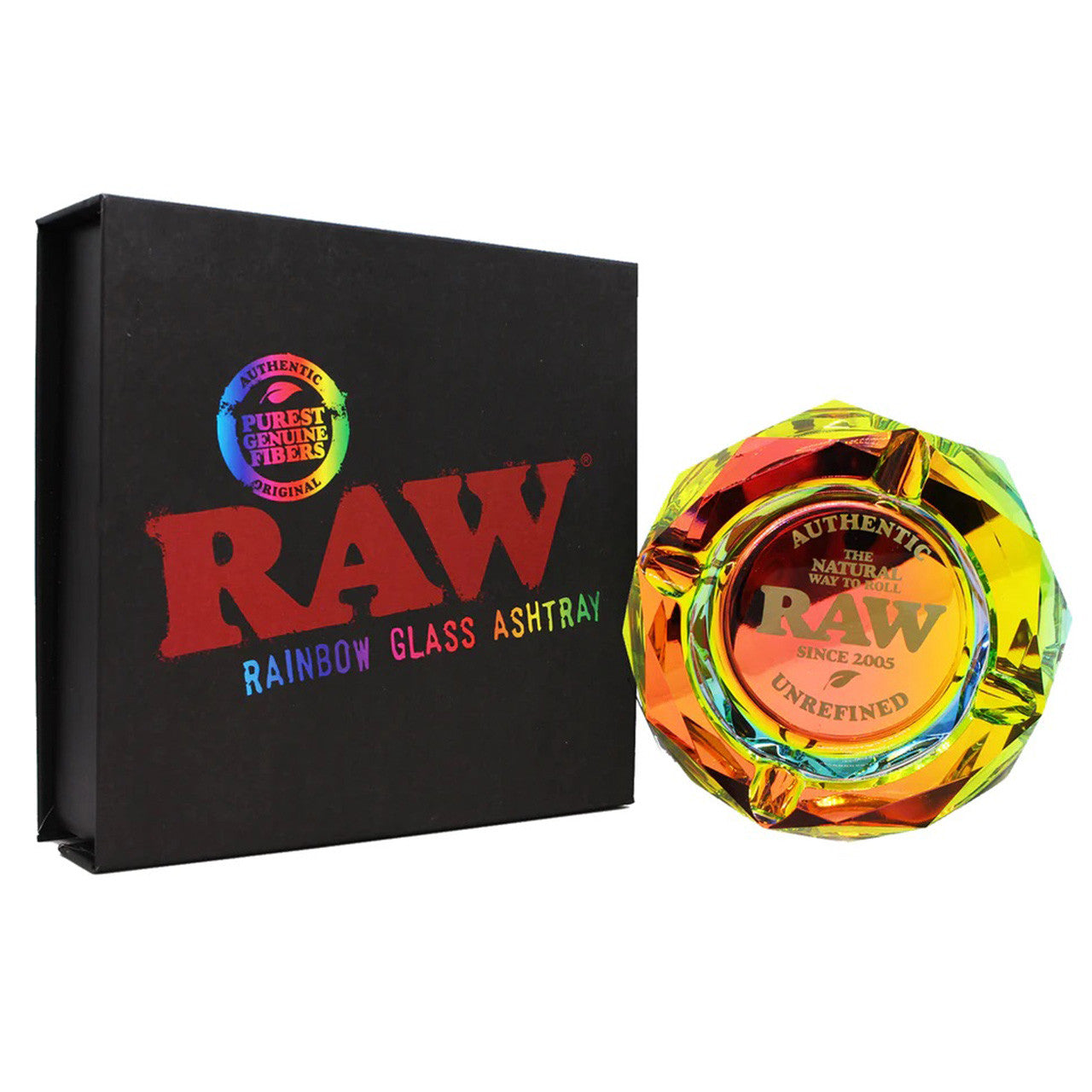 raw rainbow glass ashtray box