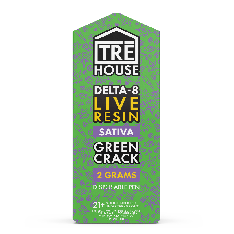 TRE House Delta-8 Live Resin 2g Disposable Vape Pen | Green Crack (Sativa)