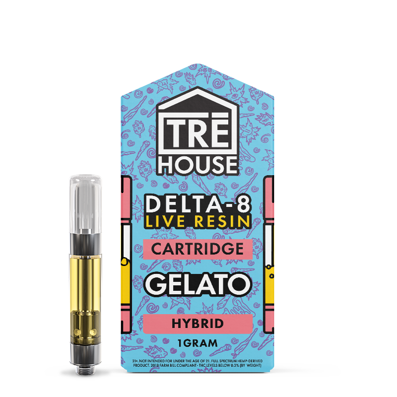 TRE House Delta-8 Live Resin 1g Vape Cartridge | Gelato (Hybrid)