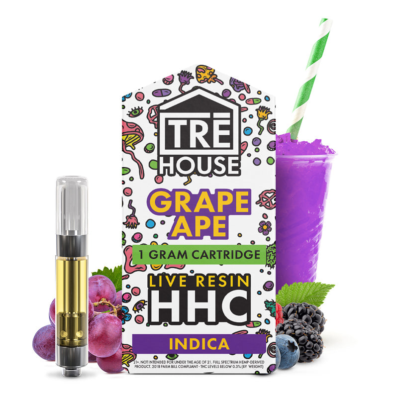 tre house hhc vape cartridge grape ape live resin indica